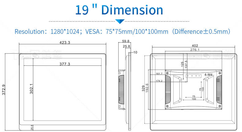 19 inch industrial monitor