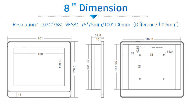 8 inch industrial monitor