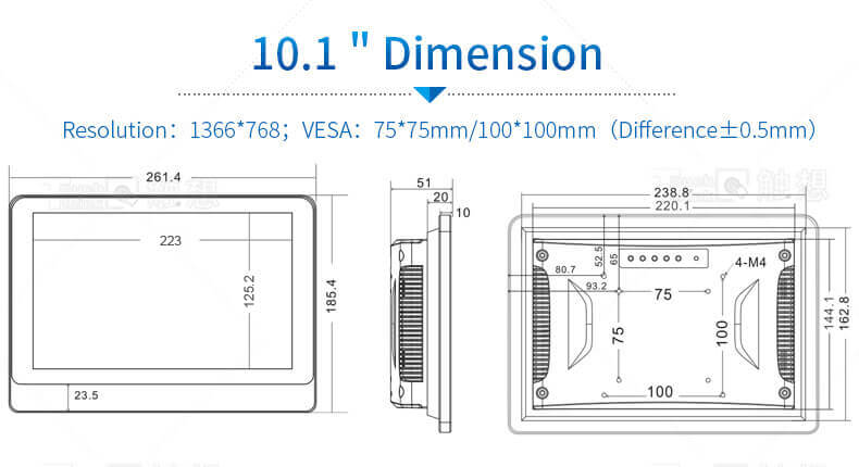 10.1 inch industrial monitor