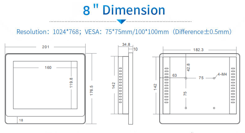 8 inch android panel pc