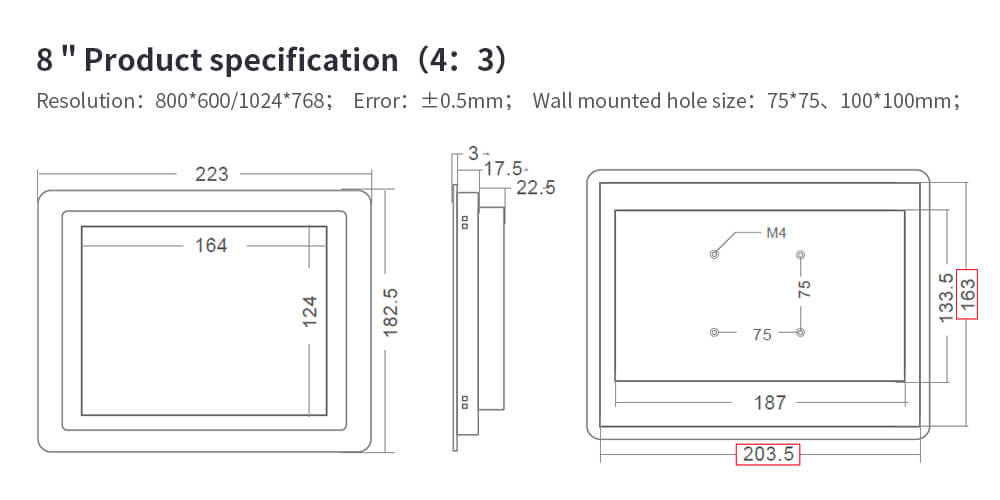 Professional Industrial Grade Display TFT LCD Monitor Hot Sale 13.3"