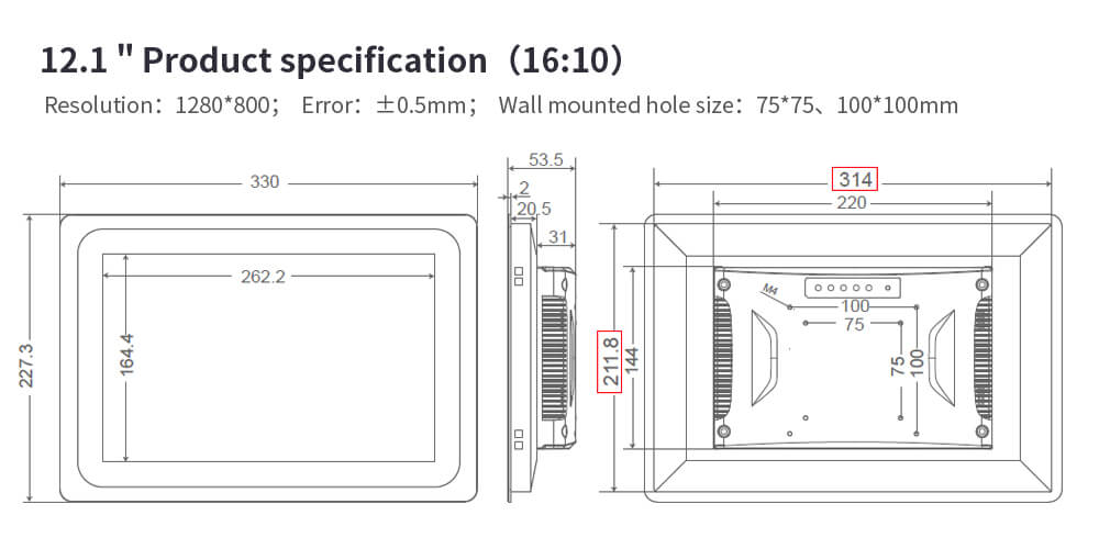 Professional Industrial Grade Display TFT LCD Monitor Hot Sale 13.3"
