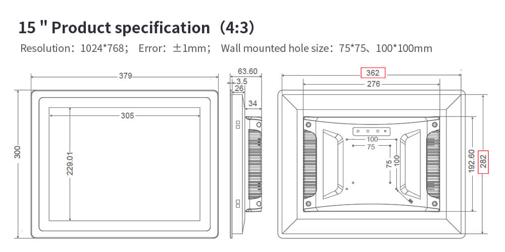 Professional Industrial Grade Display TFT LCD Monitor Hot Sale 13.3"