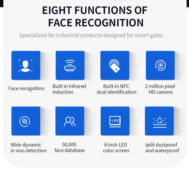 8" Facial Recognition Terminal For Turnstile Access Control
