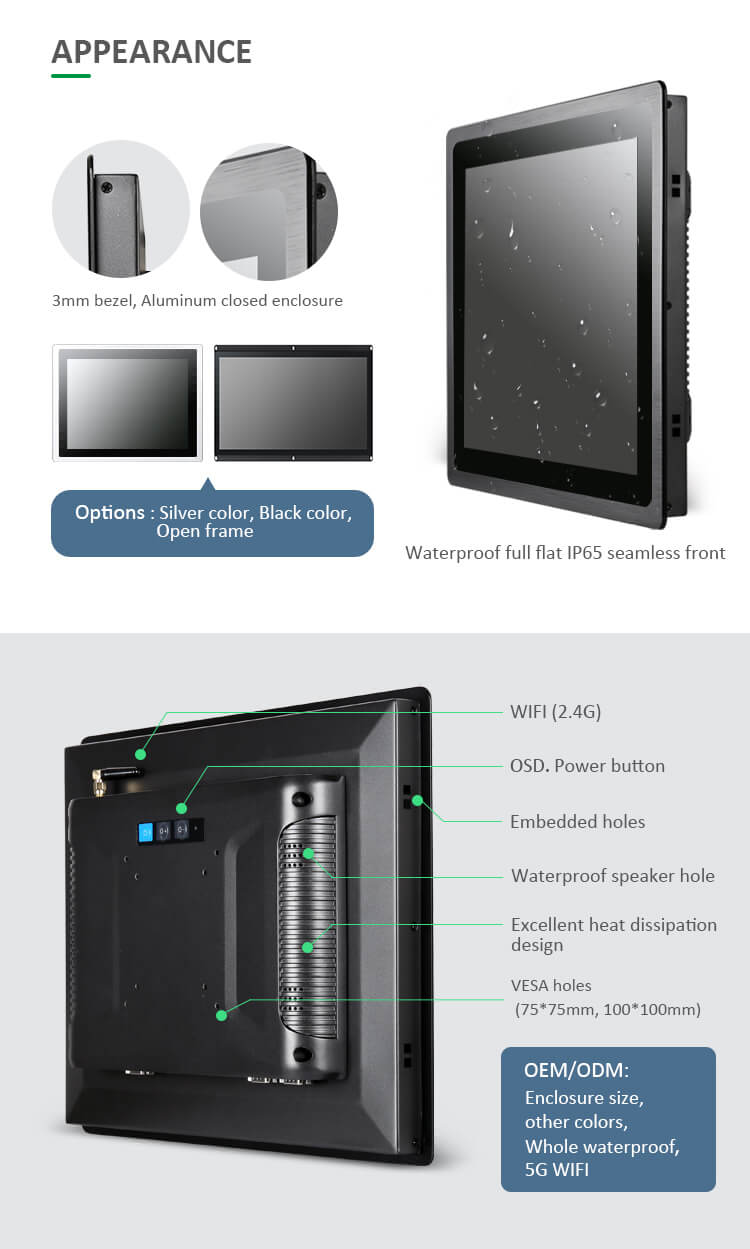 Industrial Panel PC Support Wide Temperature Operation 21.5 Inch