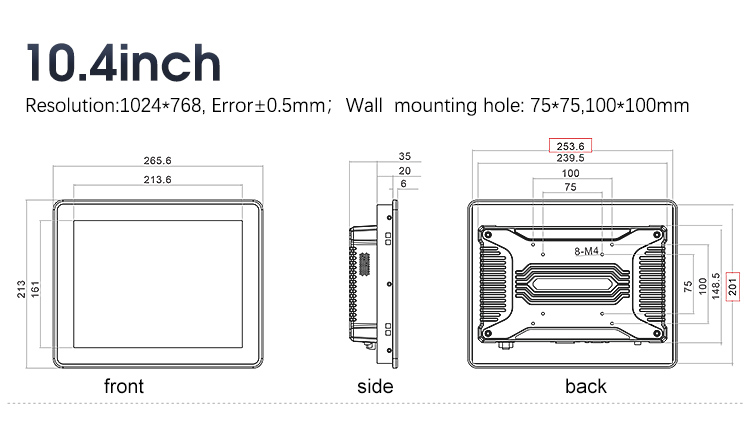 10.4" Industrial Rugged Flat Panel Displays