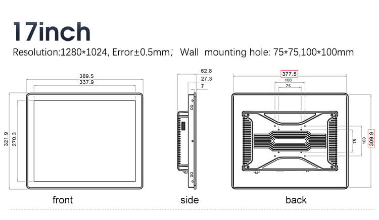 17 Inch Industrial Monitor Universal Mount TFT LCD Flat Panel With BNC Connector