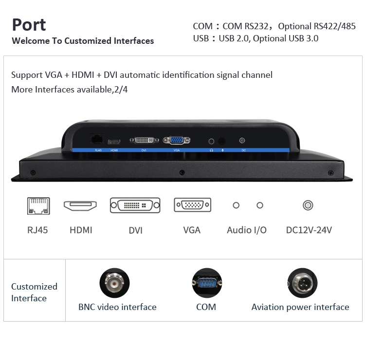 Industrial Touch Screen Monitors With IP65 Protection 10.4 inch