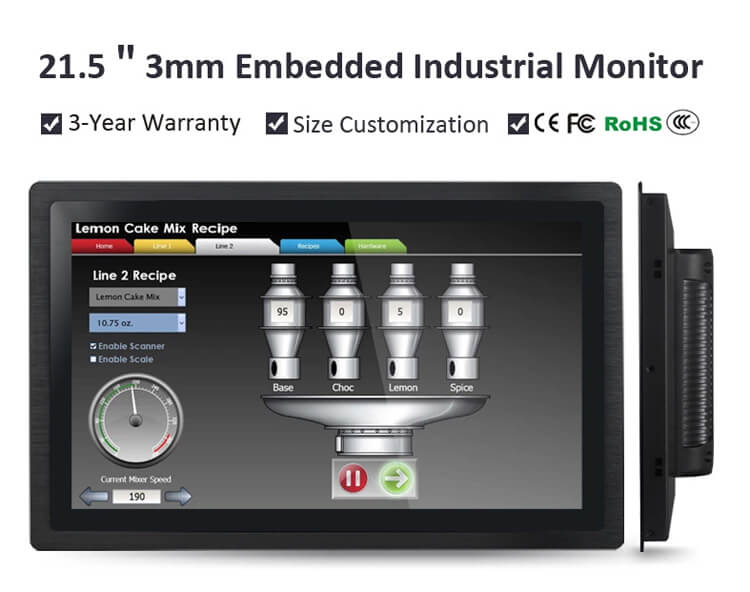 Embedded Industrial Monitor Waterproof and Dustproof HD 21.5"
