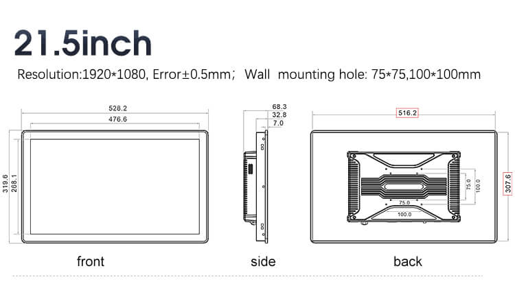 21.5 Inch Industrial LCD Monitor With FHD TFT Widescreen