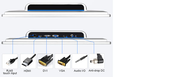True Flat Capacitive Touch Screen Industrial Monitor IP65 21.5 inch
