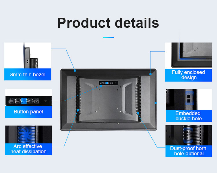 Full Metal Case Industrial Touch Screen Monitor 15.6"