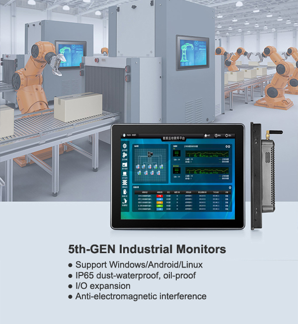This industrial touchscreen monitor can be used in your industrial environment to view sensor data, operate a machine or interact with ERP data.